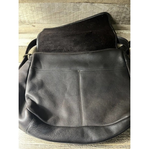 Le Donne Brown Flap Over Leather Shoulder Bag Double Straps - Picture 3 of 5